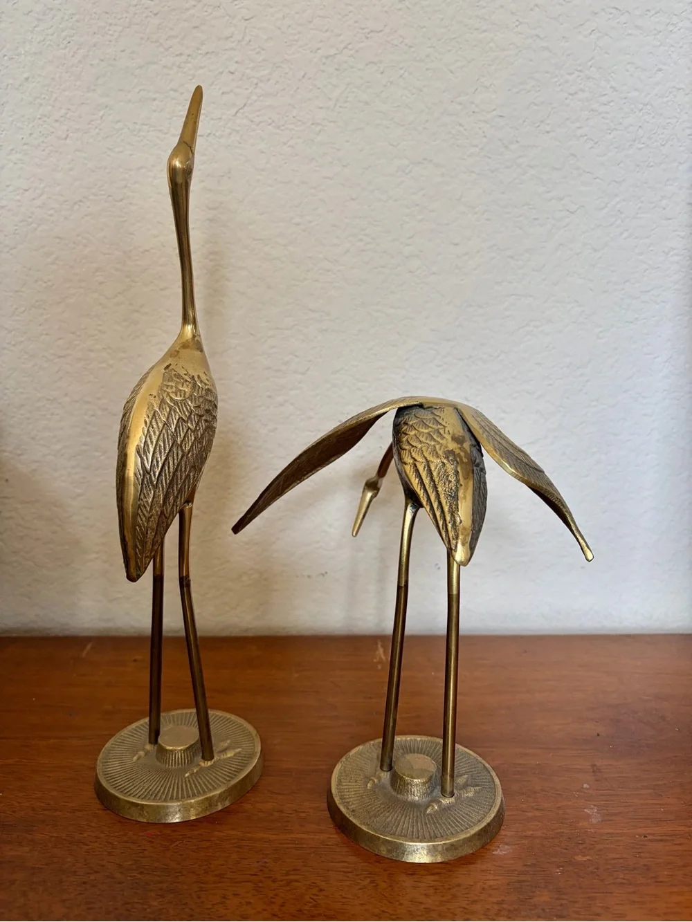 Vintage Brass  2 Pc Bundle Heron Crane Figurine Mid Century Modern Bird Statue - Picture 3 of 8